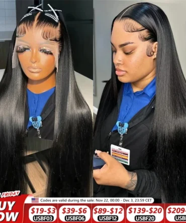 Straight Lace Front Wig 360 Full Lace Human Hair Wigs For Women 30 36 Inch 13x4 13X6 Bone Straight Transparent Lace Frontal Wig