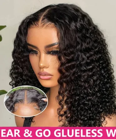 Wear And Go Water Wave Bob Lace Wig For Women Curly 6x4 Glueless Human Hair Wig 4x4 Ready To Go Human Hair Wigs Pre-Cut Lace Wig