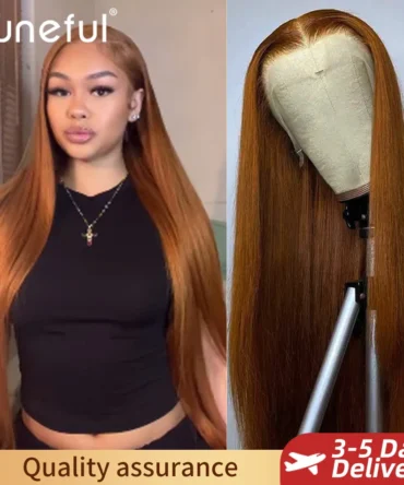 13x6 Ginger Blonde Colored Human Hair Lace Front Wigs 180% HD Lace Frontal Wigs Straight Honey Blonde Color Human Hair Wigs
