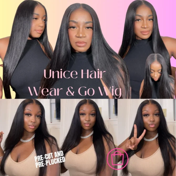 UNice Hair 7x5 13x4 Straight Human Hair Lace Frontal Wig Pre Plucked Pre Cut Pre Bleached Glueless Human Hair Wigs 150% Density - Image 6