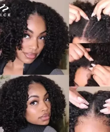 UNICE Hair Kinky Curly V Part Wig 100% Human Hair Upgrade U Part Wig No Leave Out EasiContou V Part Wig With Elastic Drawstring