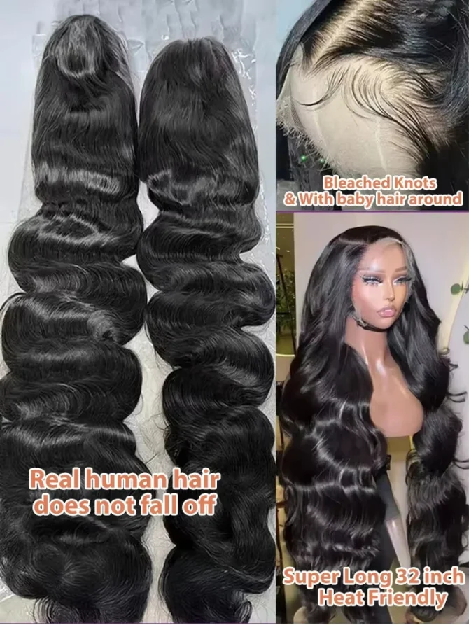 250 Density 30 40 Inch Body Wave Lace Front Human Hair Wigs Water Wave 13x4 13x6 HD Transparent Lace Frontal Wig For Women - Image 5